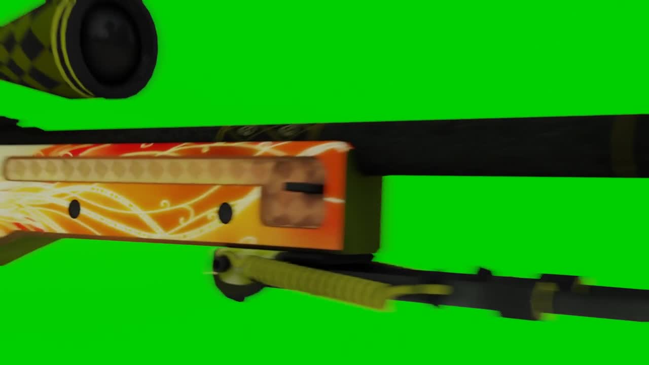 3d gun firing wiith green screen - animation for video editing purposes