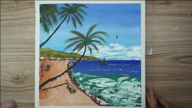 beach and sea painting |acrylic painting for beginners