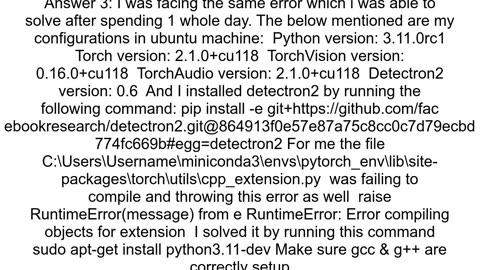 RuntimeError Error compiling objects for extension while installing detectron2