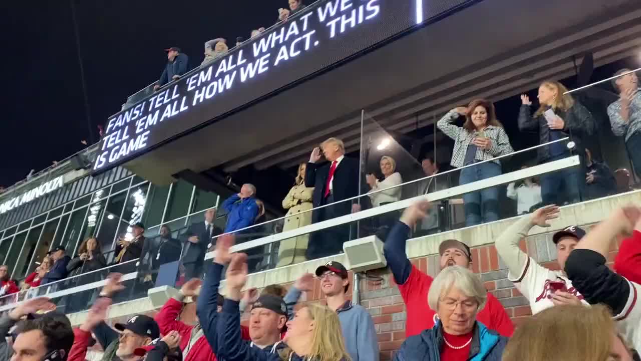 Trump does the Tomahawk Chop at The World Series