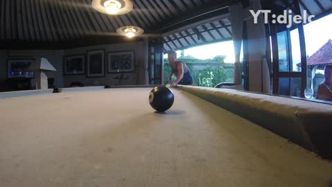 Pool ball hits gopro sends it flying