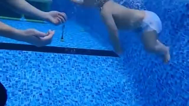 Cute Baby Swimming Bath Dancing Laughing