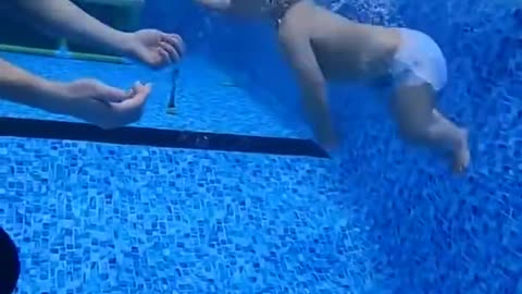 Cute Baby Swimming Bath Dancing Laughing