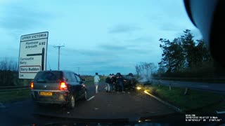 Car Rolls onto Its Roof