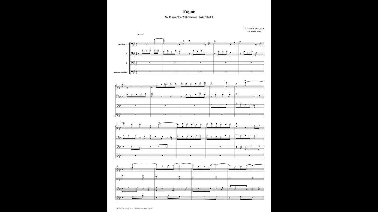 J.S. Bach - Well-Tempered Clavier: Part 2 - Fugue 15 (Bassoon Quartet)