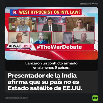 India:Arnab Goswami ha ricordato al suo avversario americano che il suo paese è il più grande autore di atrocità del mondo e che l'India non è uno stato satellite di nessuno a cui ordinare cosa fare per il conflitto Russia-Ucraina.