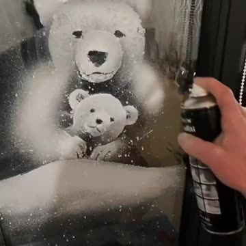 Paint with snow spray Christmas pictures