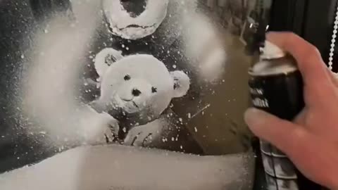 Paint with snow spray Christmas pictures