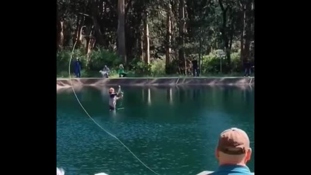 Annual fishing pole throwing competition