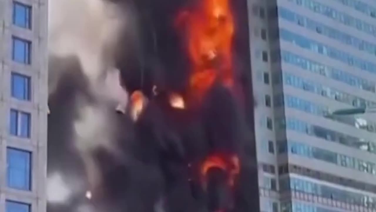 A huge fire ripped through an office building in China #Shorts #Fire #BBCNews