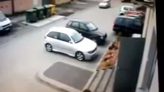 Funny parking car crash video