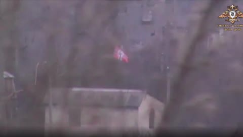 Ukrainian army flies Nazi flag flying over a Ukraine Army encampment