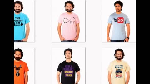 Printed Blue Colour Casual T Shirts