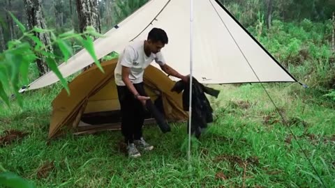 Camping Alone in Extended, heavy Rain and Thunder Strom - Calm Camping in heavy Rain part2