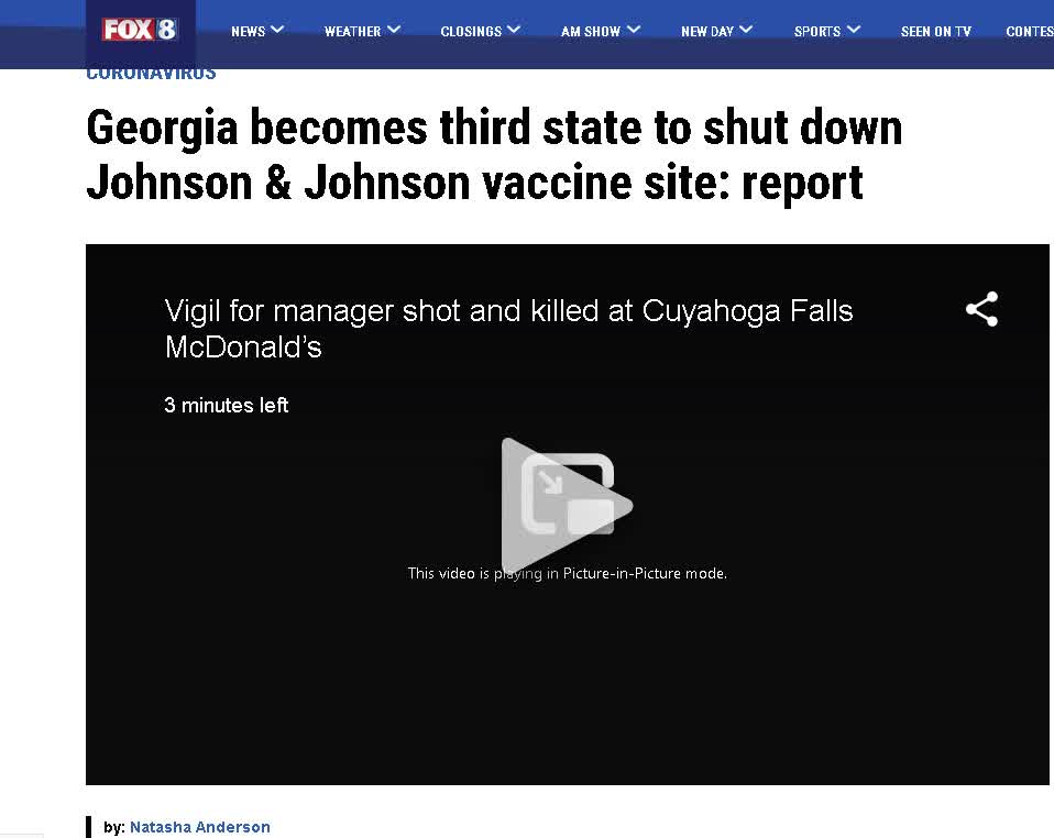 Three states shut down Johnson & Johnson COVID shot sites?!?