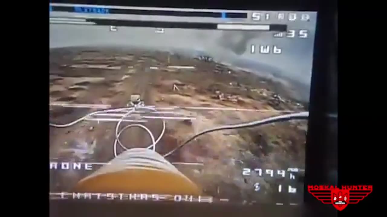 Russian apc hits a mine while being actively chased by FPV drone