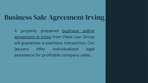 Business Sale Agreement Irving