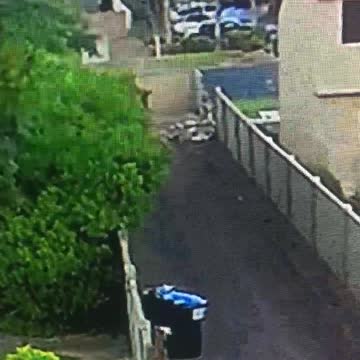Chevy truck blows through a brick wall.