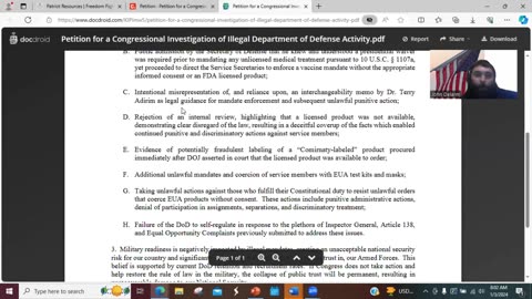 (EP21)Petition for a Congressional Investigation of Illegal Department of Defense Activity