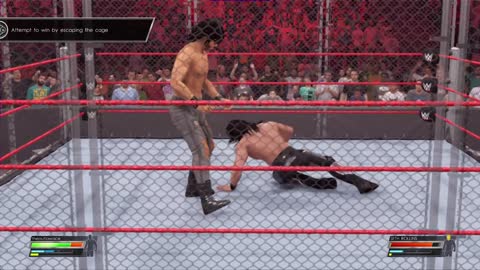 wwe2k22 myrise 105 Seth rollins The Outlaw, steel cage title defense