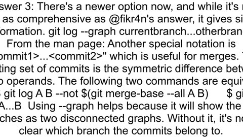 Git log graph display how two branches are diverging
