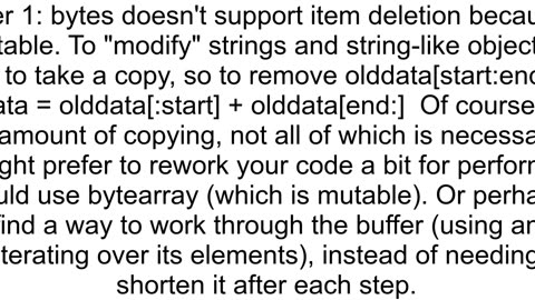 How to remove a range of bytes from a bytes object in python