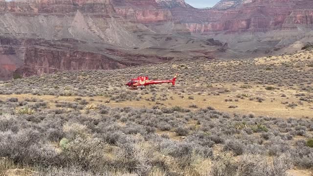 SAR helicopter at Tipoff point, Kaibob Trail, Grand Canyon