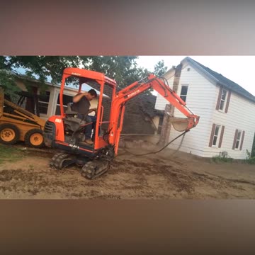Guy Trying To Pull Down Chimney Destroys Part Of House