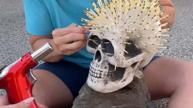 It looks CRAZY when he LIGHTS IT!!