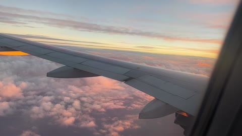 The clouds look like marshmallows on the plane