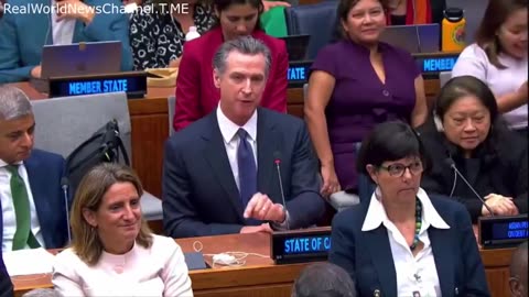 California Governor Newsom Today At The UN Plans to ban the sale of all new gas cars & trucks by 20