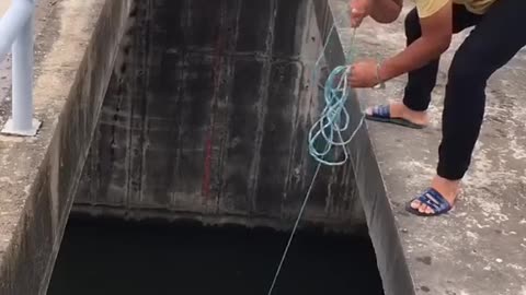 Fishing 🎣 from canal by using net