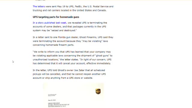 Senator pushes on UPS to stop shipping gun parts