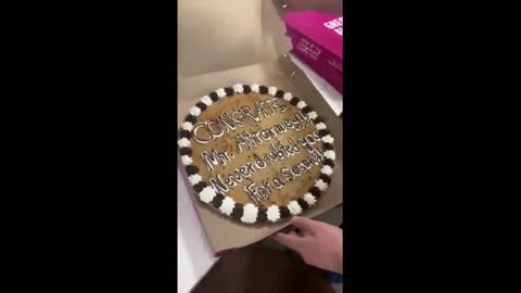 Hilarious Texas woman pranks her husband who just passed the bar exam with a giant cookie that says