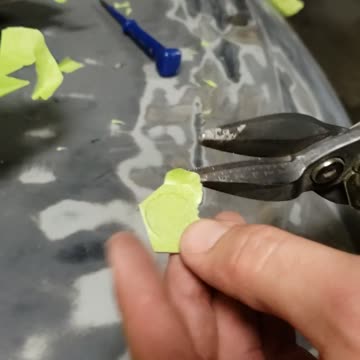 Trim a sheet metal patch pattern from tape