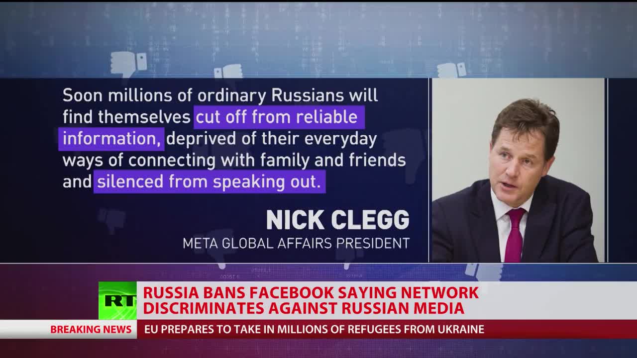 Russia's ban on facebook because facebook censored their media.
