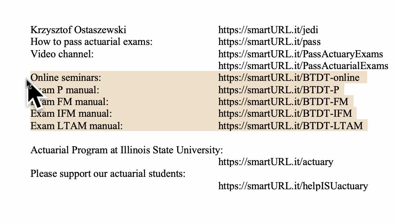 Exam FM exercise for February 4, 2022