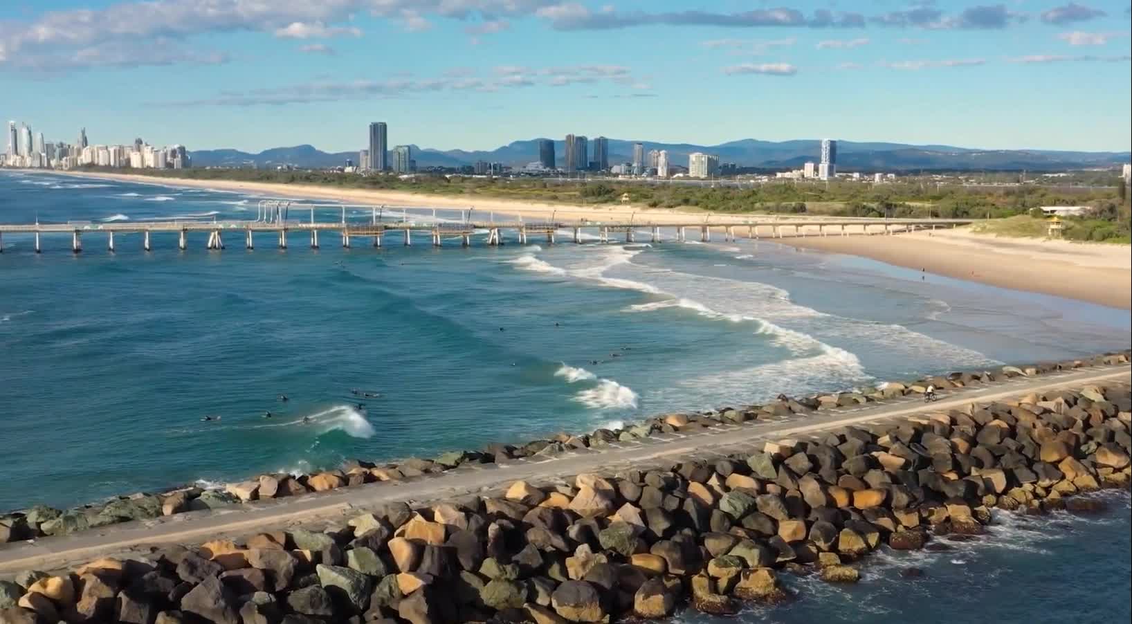 People go to the beach to swim and play.