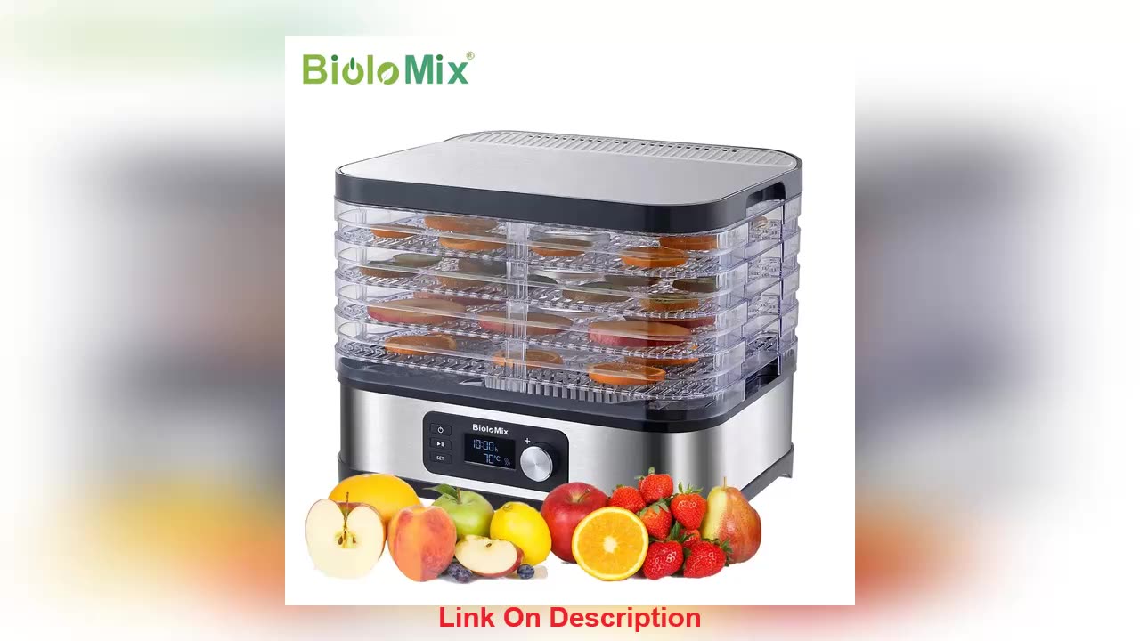 Slide BioloMix BPA FREE 5 Trays Food Dryer Dehydrator with D