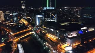 Happy New Year light display at Costanera center in Santiago, Chile