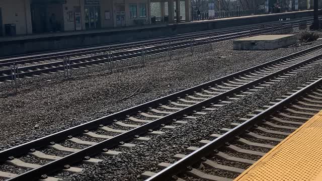 NJ Transt Bi level cars stopped at Rahway station