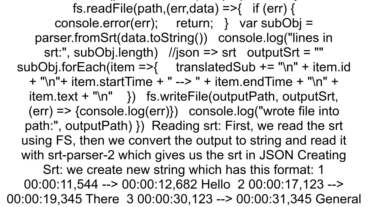 How to read and parse srt Subtitle file with Javascript