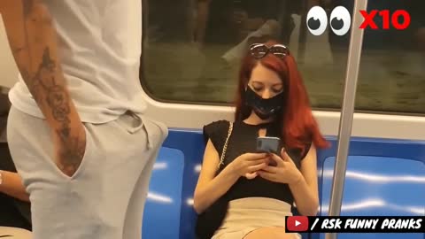 Prank video on train... Fun video subway train... Crazy reaction