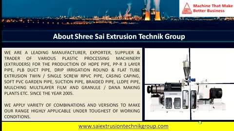 Twin Screw RPVC Pipe Extrusion Machinery Lines | Shree Sai Extrusion