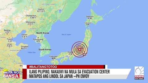 Ilang Pilipino, nakauwi na mula sa evacuation center matapos ang lindol sa Japan —PH Envoy