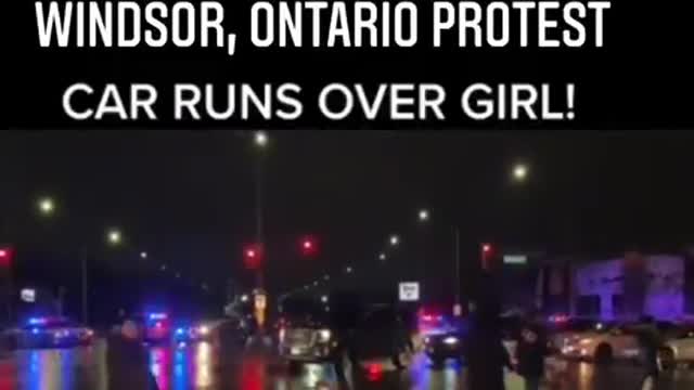 Car runs over girl Ambassador Bridge Blockade Windsor