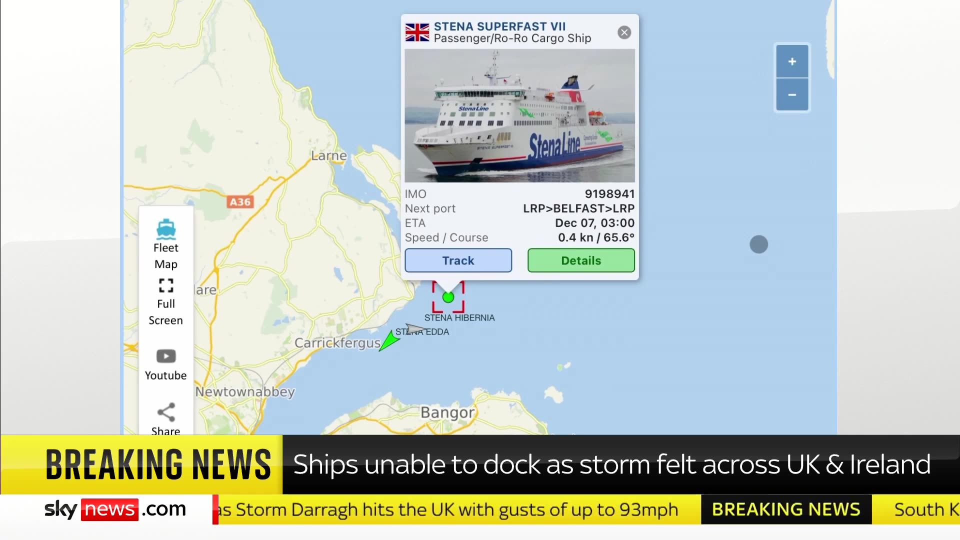 Storm Darragh: Stena Line passengers stuck on boat near Belfast overnight