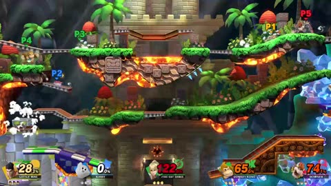 Little Mac vs Kirby vs Zero Suit Samus & Donkey Kong vs Bowser on Great Cave Offensive (Smash Bros)