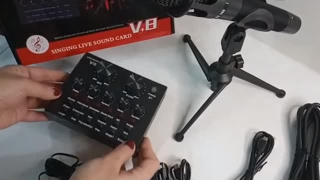 Singing live sound card V8 – Κάρτα ήχου V8 με μικρόφωνο / Πλήρες σετ εγγραφής