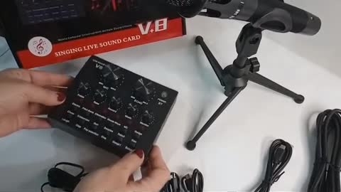 Singing live sound card V8 – Κάρτα ήχου V8 με μικρόφωνο / Πλήρες σετ εγγραφής